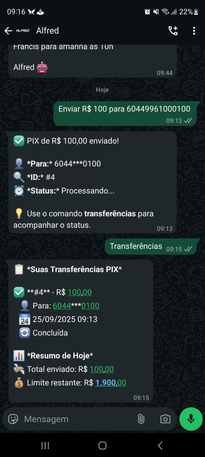 Demonstração PIX Alfred